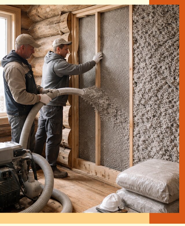 Утепление бревенчатого дома эковатой в Лысьве от 2821 руб. | ТепломастерЛсь