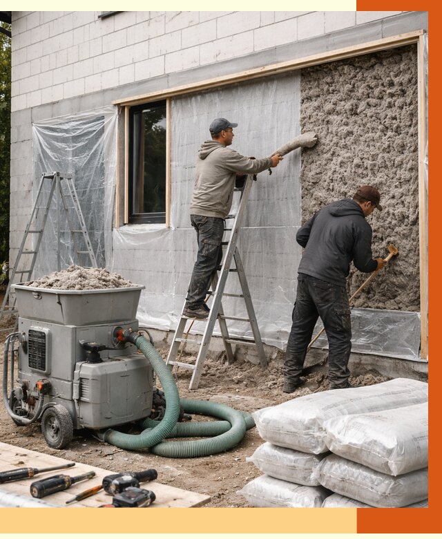 Утепление дома из газобетона эковатой в Лысьве от 4616 руб./м2 | ТепломастерЛсь