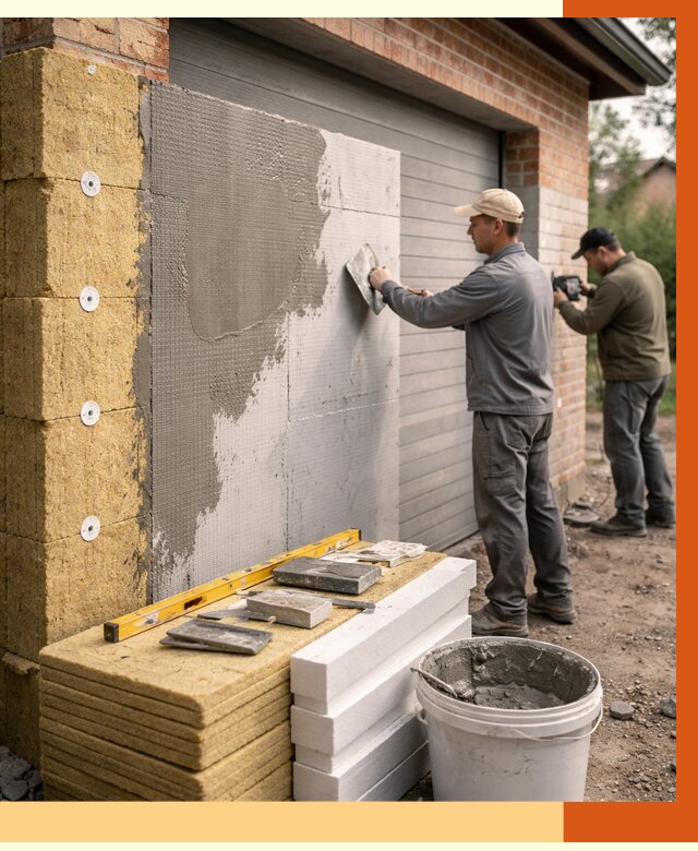 Утепление гаража снаружи в Лысьве от 4308 руб. за м2 — наружное утепление под ключ | ТепломастерЛсь