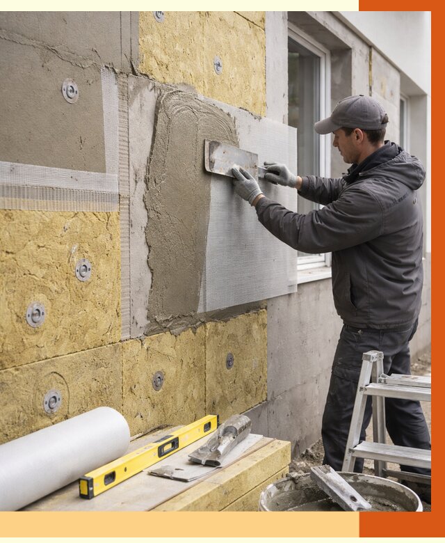 Утепление фасада под штукатурку в Лысьве от 4308 руб/м2 — монтаж пенопластом и минватой | ТепломастерЛсь