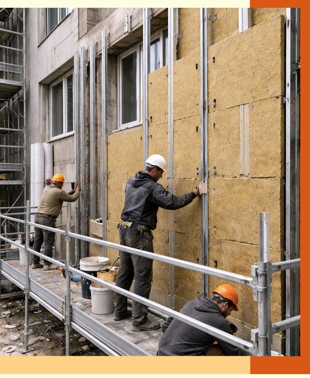 Утепление вентилируемого фасада в Лысьве от 5744 руб/м2 — монтаж и утепление вентфасад | ТепломастерЛсь