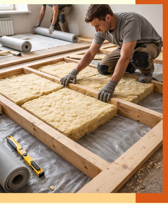 Утепление деревянного пола в Лысьве от 1539 руб./м2 под ключ | ТепломастерЛсь