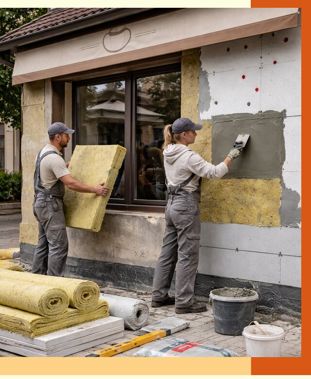 Утепление кафе в Лысьве от 4308 руб/м2 — комплексно под ключ | ТепломастерЛсь