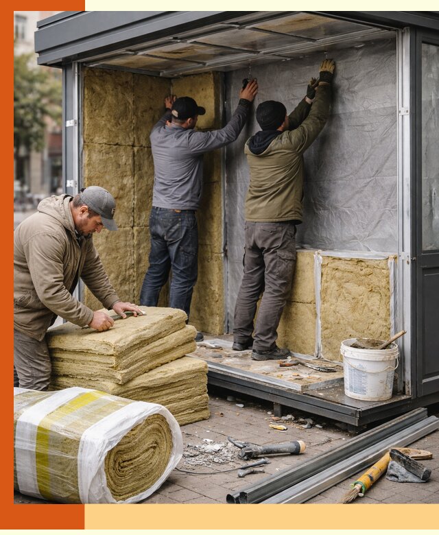 Утепление павильона шаурмы под ключ в Лысьве
