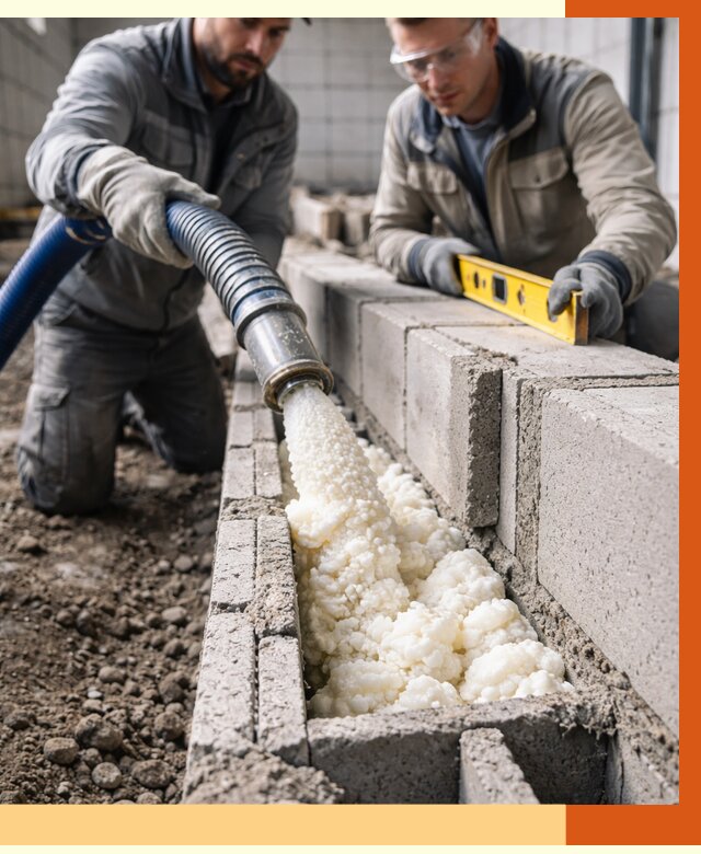 Заполнение колодцевой кладки ППУ в Лысьве от 4308 руб. за м2 | ТепломастерЛсь