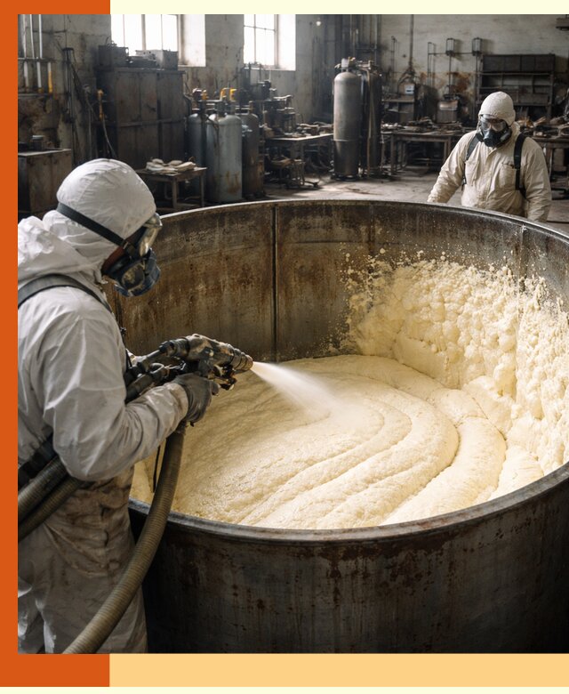 Заливка ппу в емкости с полной изоляцией и герметизацией в Лысьве