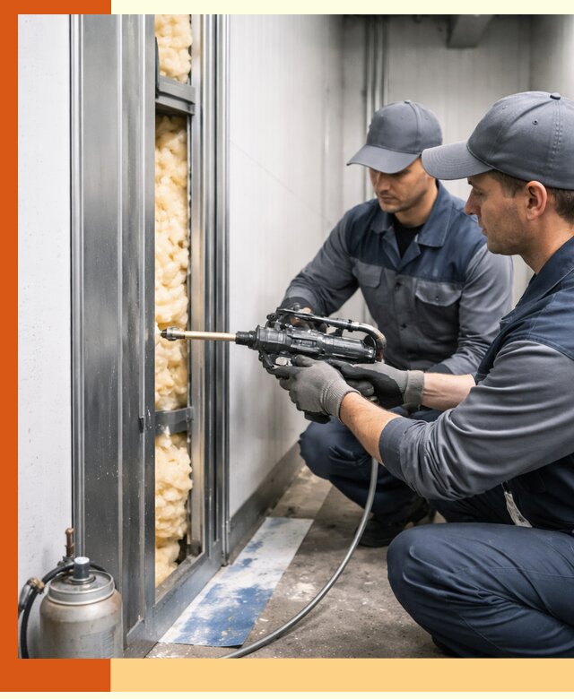 Заполнение пустот холодильных панелей в Лысьве специализированной пеной