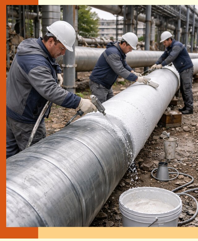 Утепление теплотрассы жидкой теплоизоляцией в Лысьве