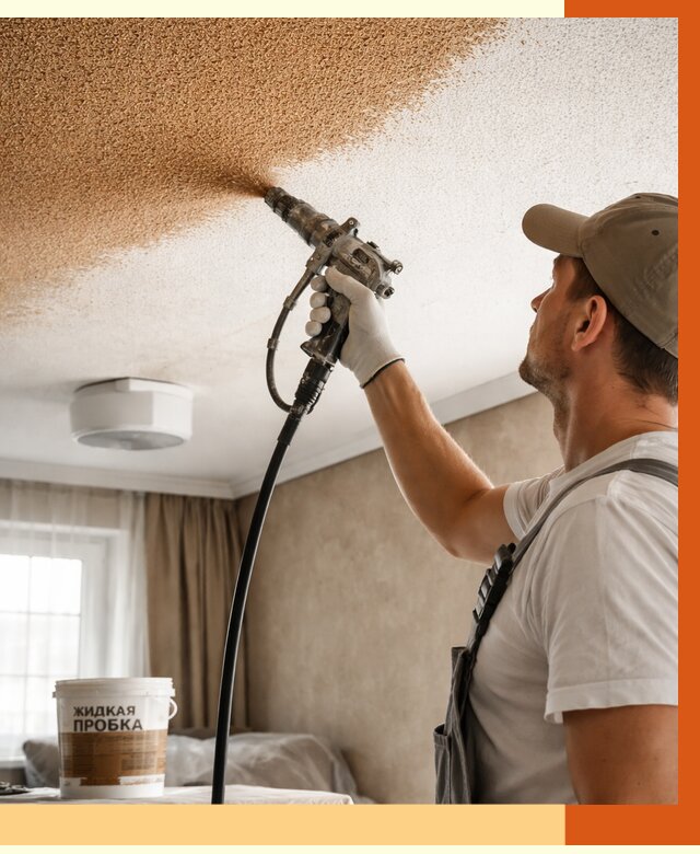 Утепление потолка жидкой пробкой в Лысьве от 3590 руб. | ТепломастерЛсь