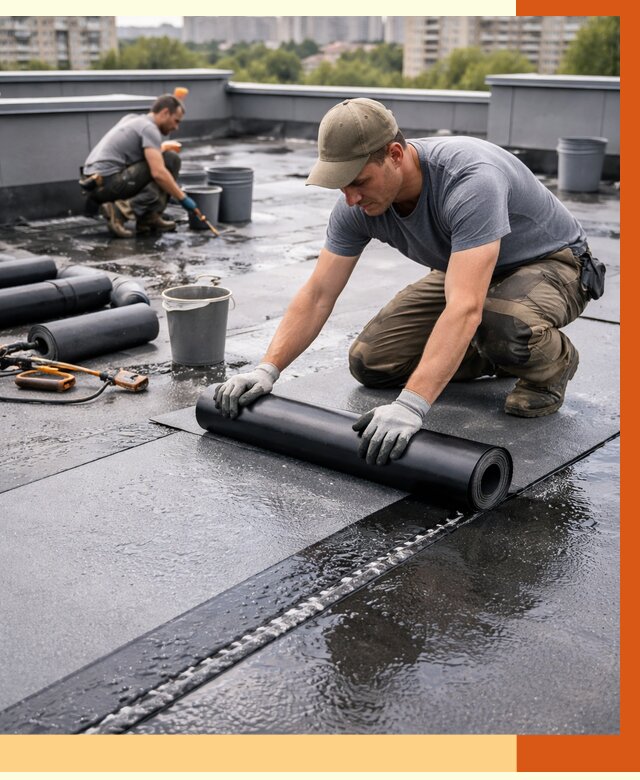 Гидроизоляция плоской кровли в Лысьве от 4616 руб./м2 — профессионально | ТепломастерЛсь