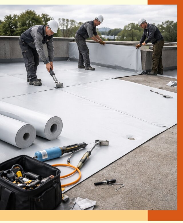 Гидроизоляция мембранной кровли в Лысьве от 7693 руб./м² — профессионально | ТепломастерЛсь