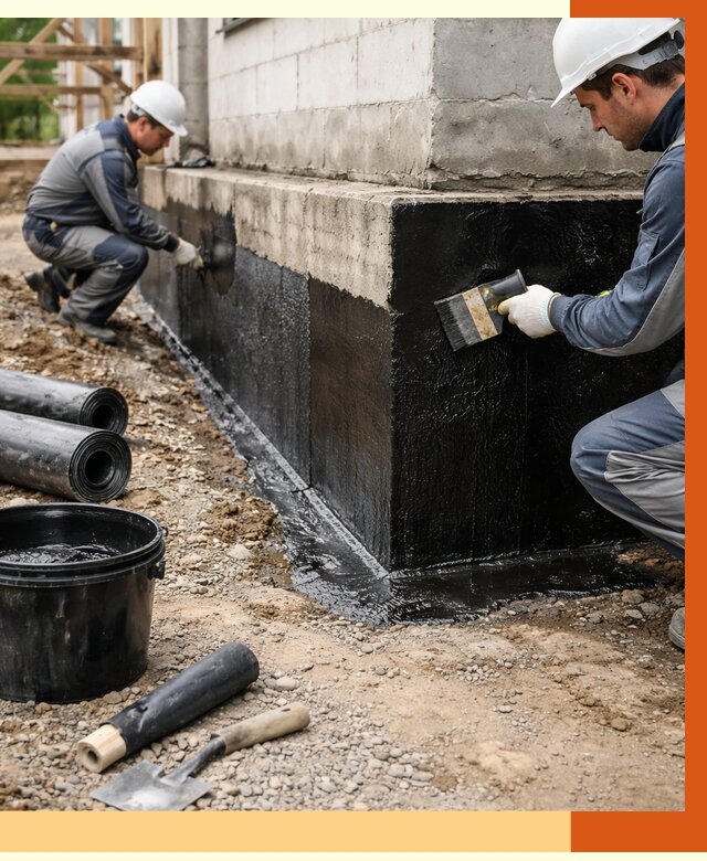 Гидроизоляция фундамента в Лысьве от 1282 руб. — профессионально, под ключ | ТепломастерЛсь