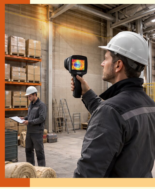 Тепловизионное обследование склада и выявление утечек в Лысьве