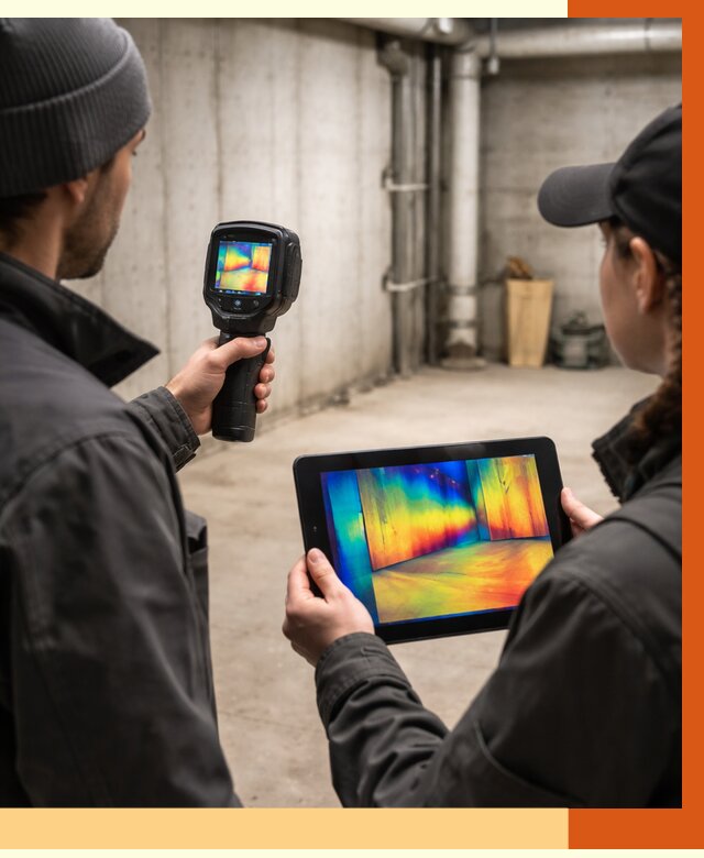 Тепловизионное обследование подвала в Лысьве от 4616 руб. — проверка гидроизоляции | ТепломастерЛсь