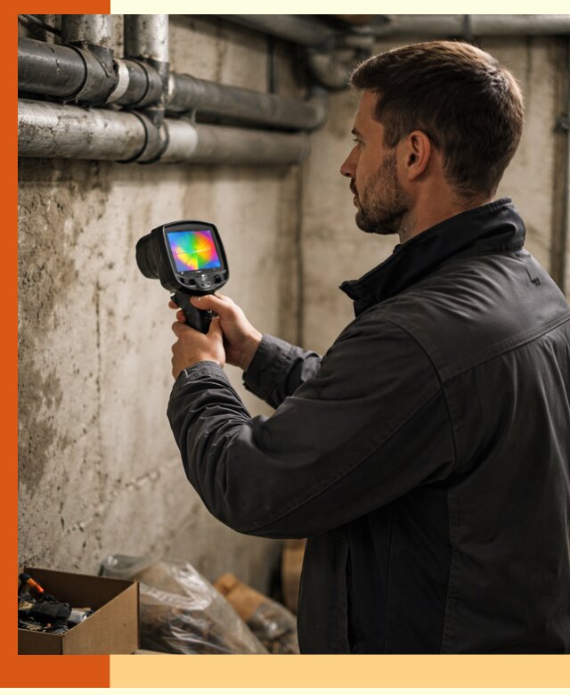 Тепловизионное обследование подвала в Лысьве для поиска утечек тепла