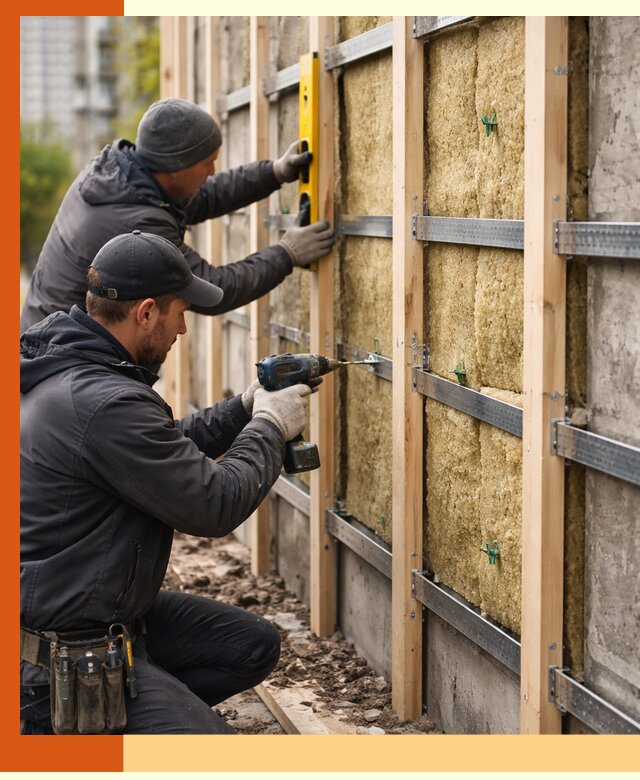 Монтаж обрешетки под утепление зданий и квартир в Лысьве